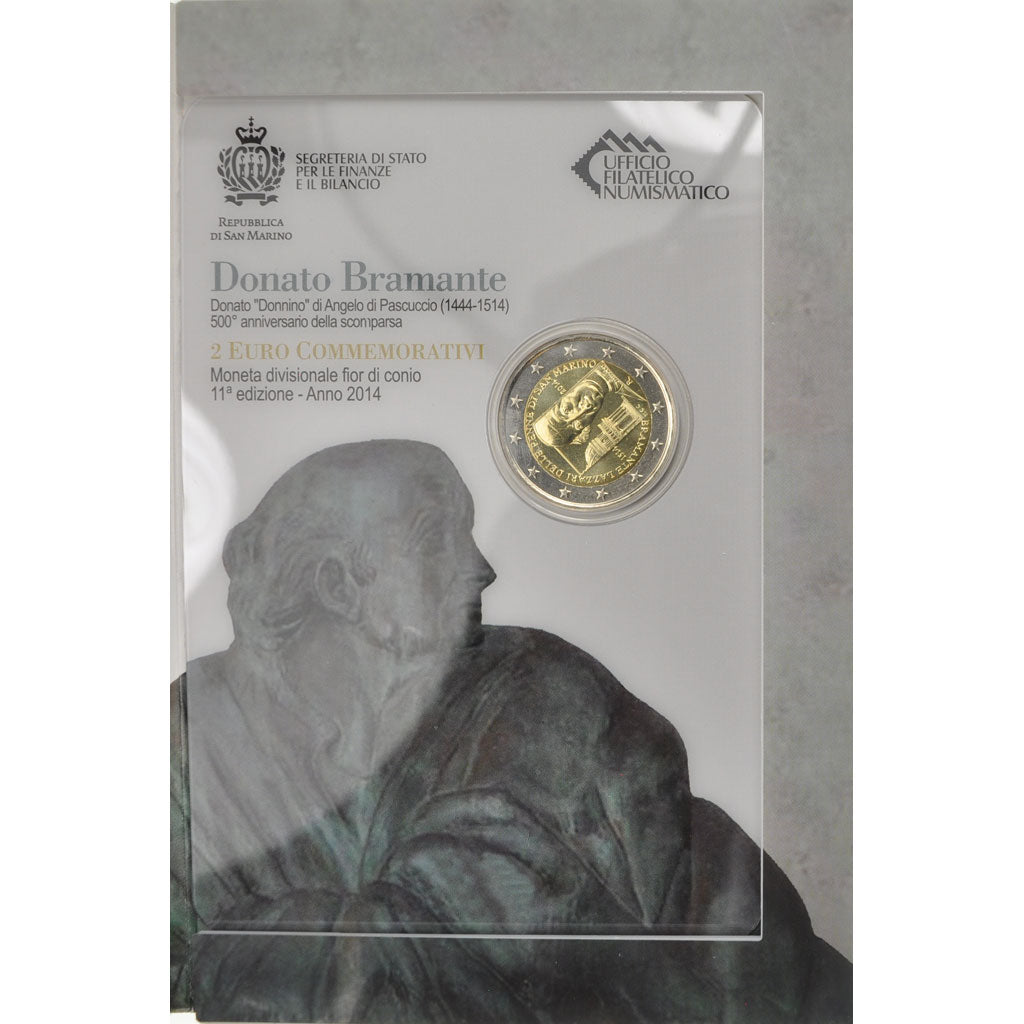 San Marino, 2 Euro, Donato Bramante, 2014, MS(65-70), Bi-Metallic