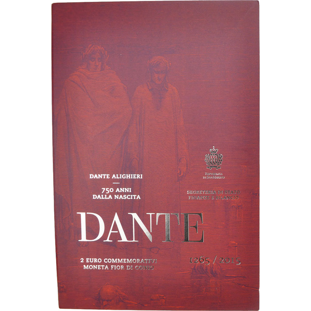 San Marino, 2 Euro, Dante Alighieri, 2015, MS(65-70), Bi-Metallic