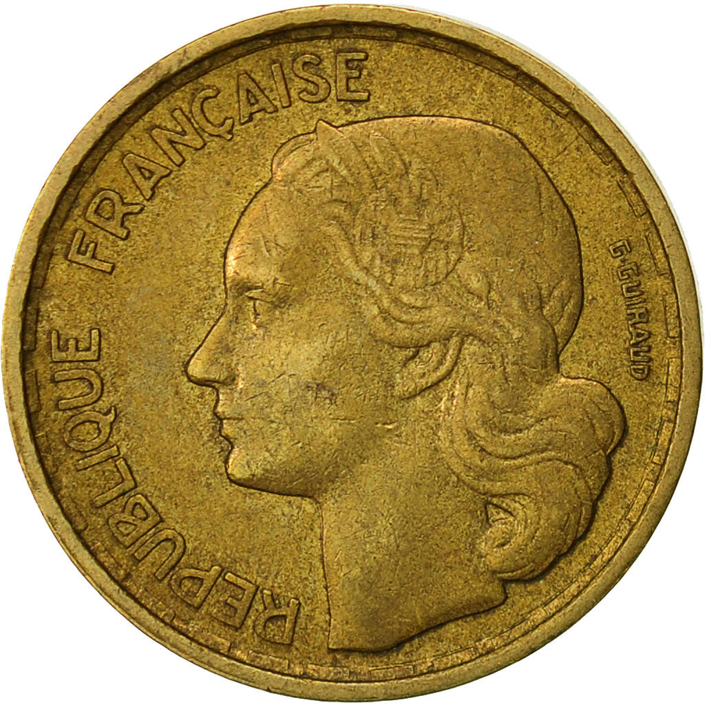 Moneta, Francia, Guiraud, 10 Francs, 1954, Paris, BB, Alluminio-bronzo