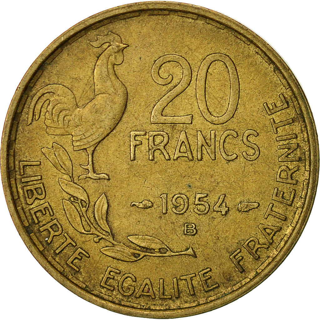 Coin, France, Guiraud, 20 Francs, 1954, Beaumont - Le Roger, EF(40-45)