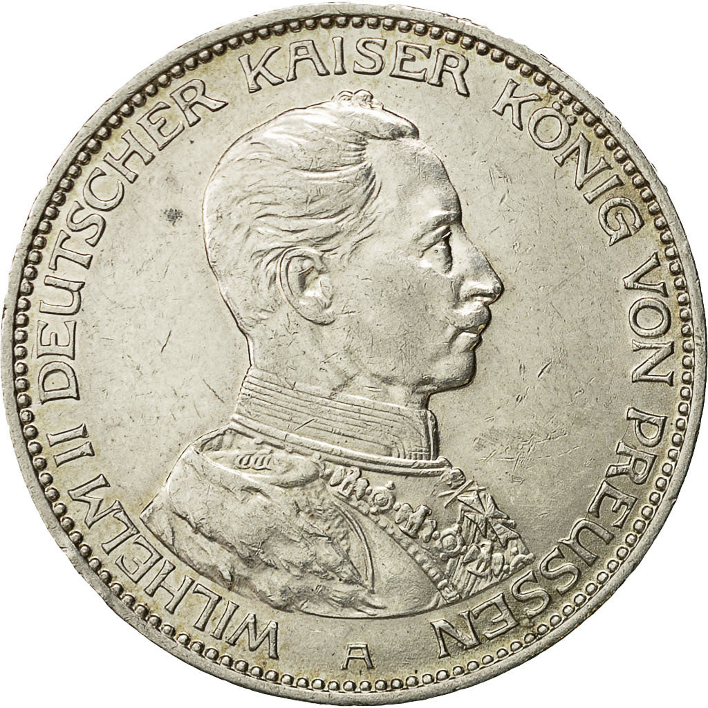 Coin, German States, PRUSSIA, Wilhelm II, 3 Mark, 1914, Berlin, AU(55-58)