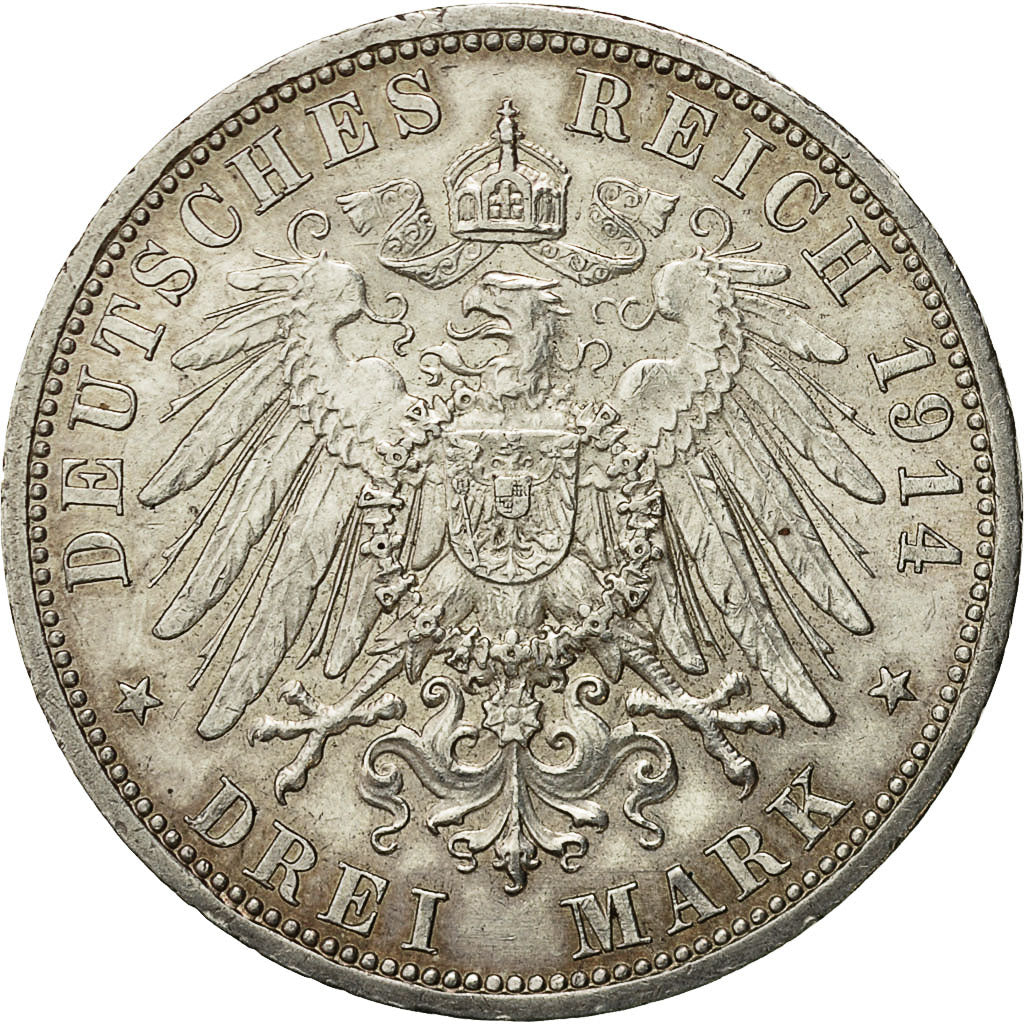 Coin, German States, ANHALT-DESSAU, Friedrich II, 3 Mark, 1914, Berlin