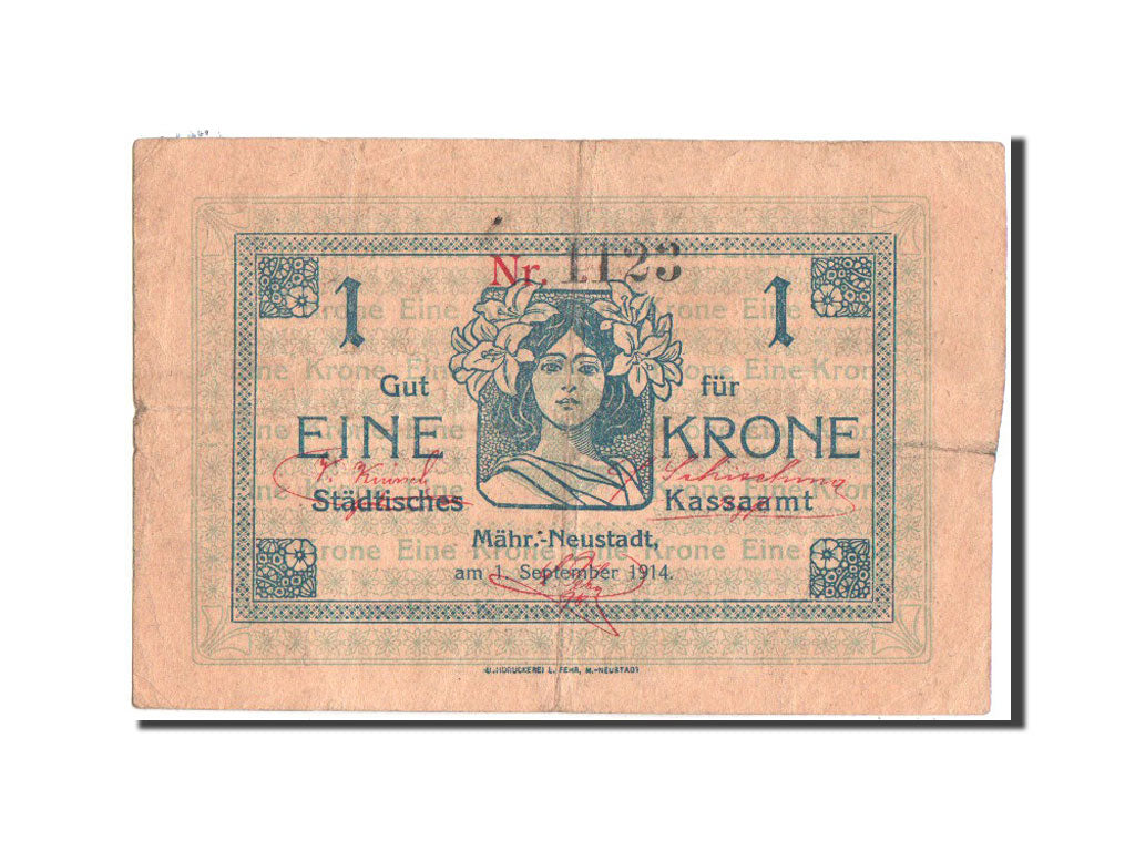 Hungary, Neustadt, 1 Krone, 1.9.1914, Pick UNL