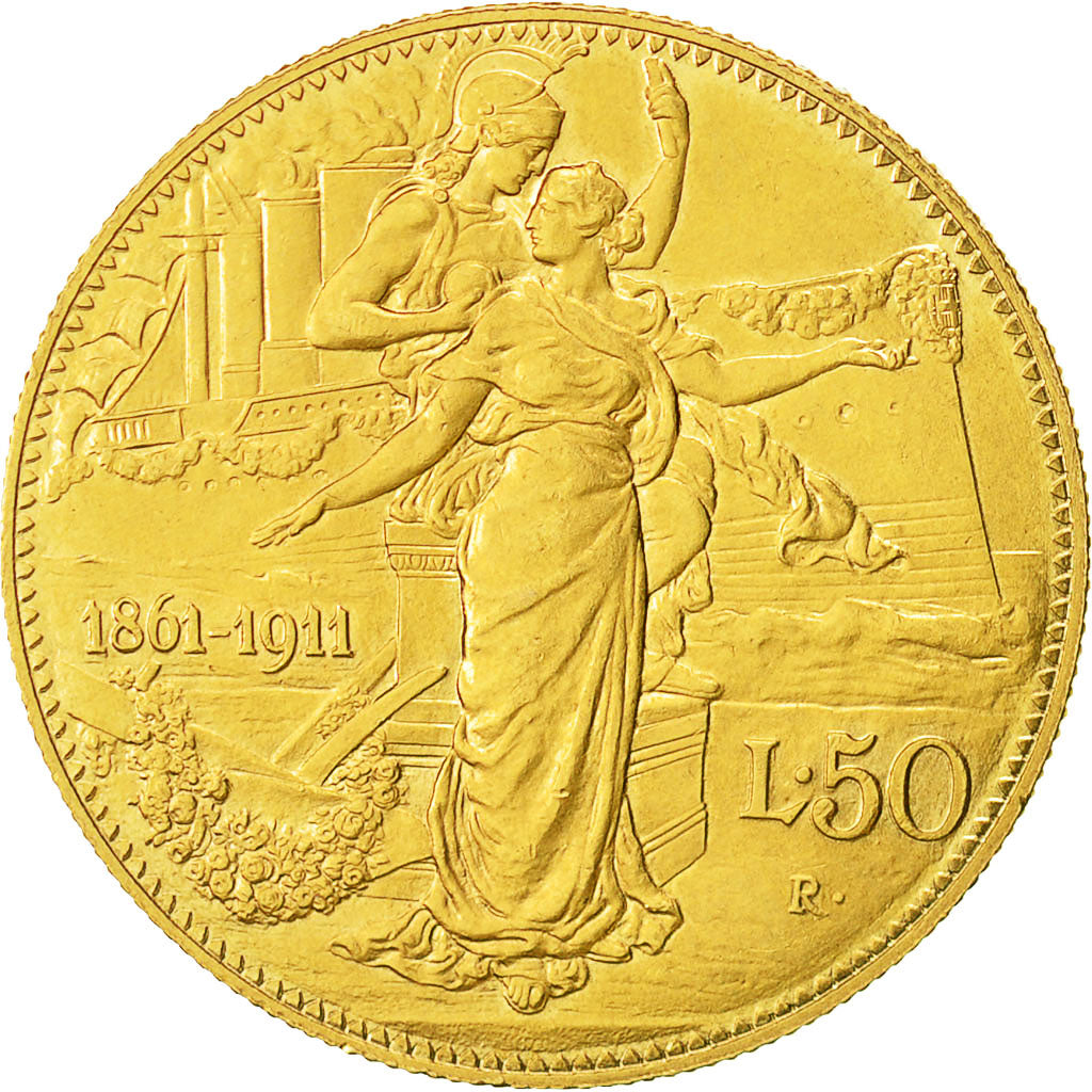 Munten, Italië, Vittorio Emanuele III, 50 Lire, 1911, Rome, PR, Goud, KM:54