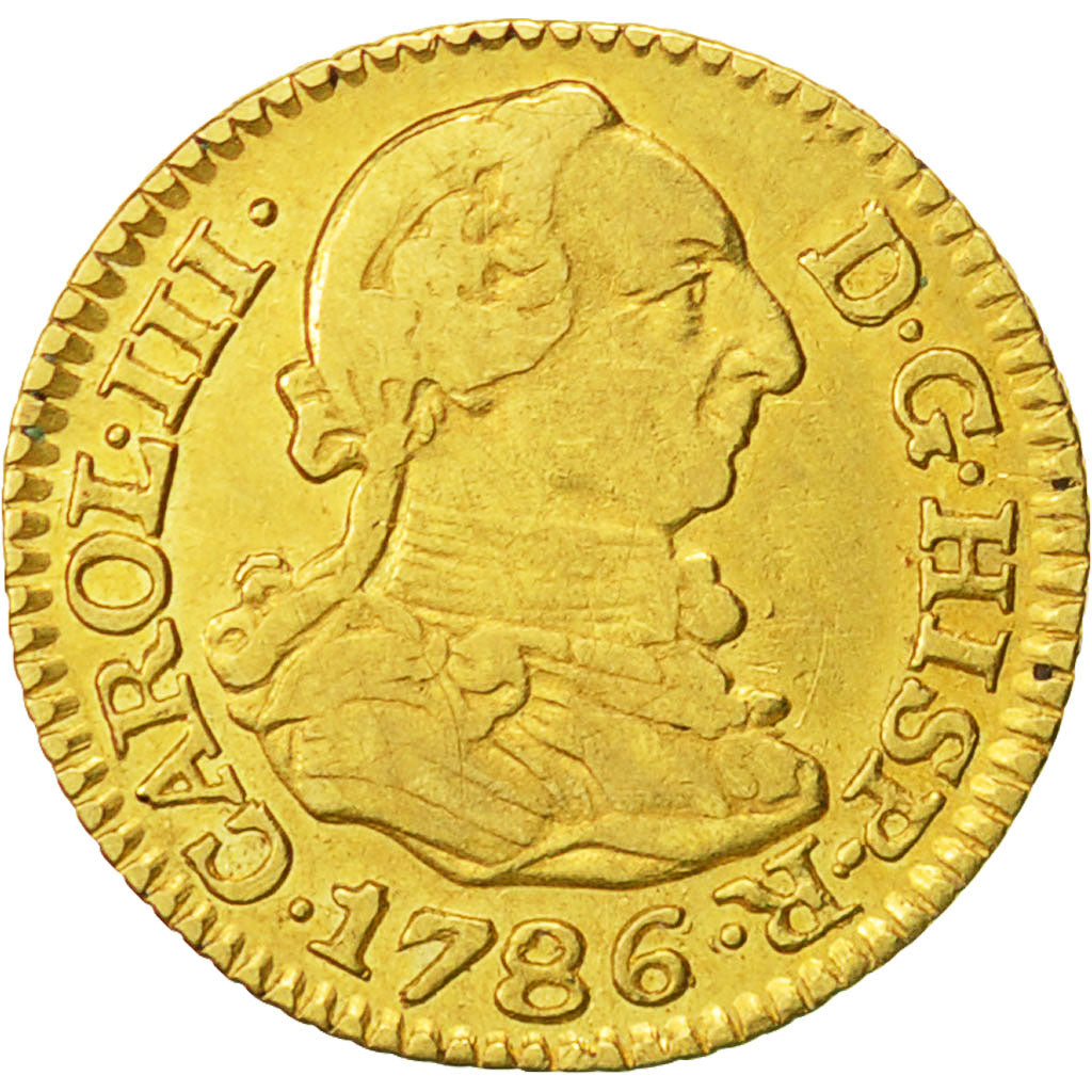 Coin, Spain, Charles III, 1/2 Escudo, 1786, Madrid, EF(40-45), Gold, KM:425.1