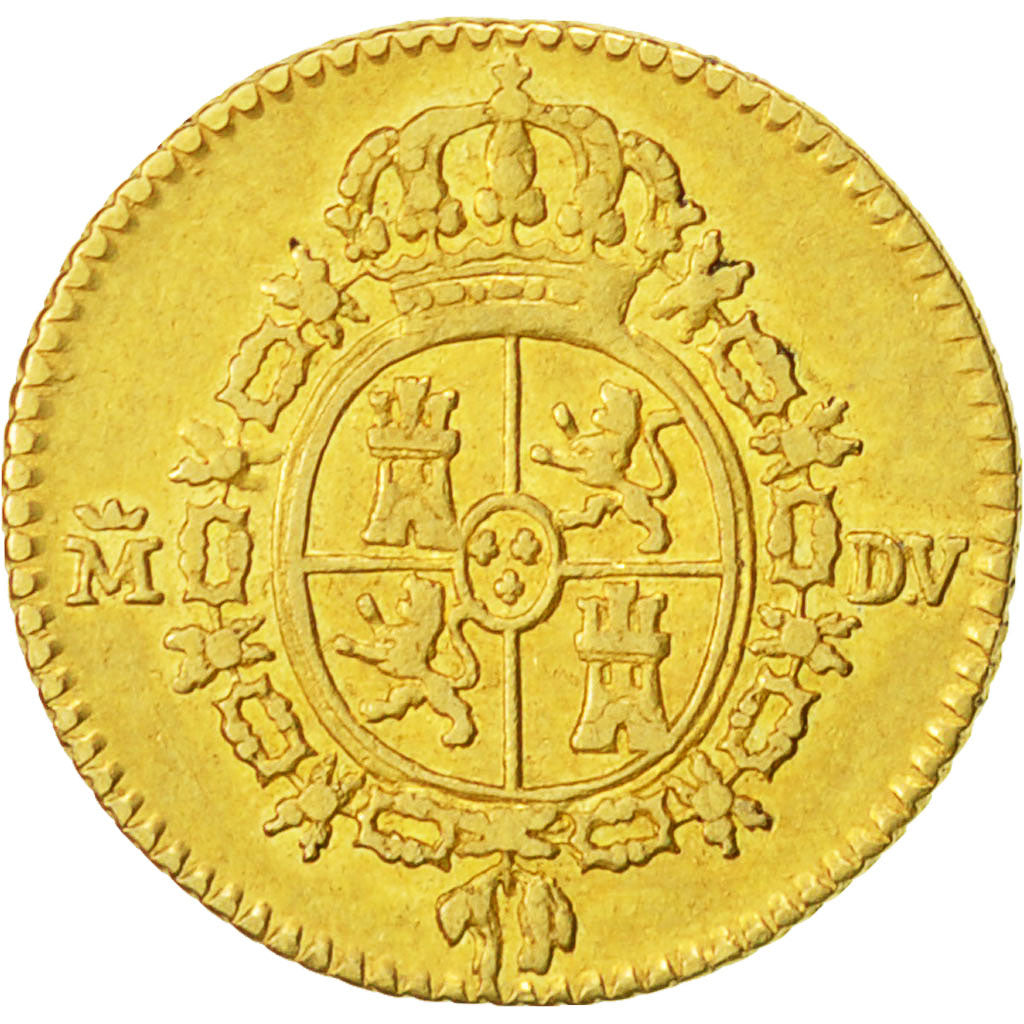 Coin, Spain, Charles III, 1/2 Escudo, 1786, Madrid, EF(40-45), Gold, KM:425.1