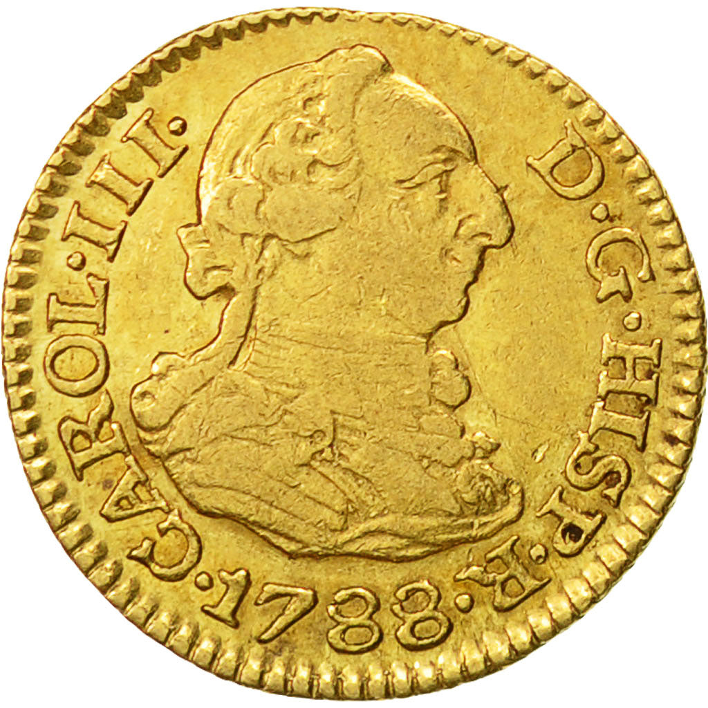Coin, Spain, Charles III, 1/2 Escudo, 1788, Seville, EF(40-45), Gold, KM:425.2