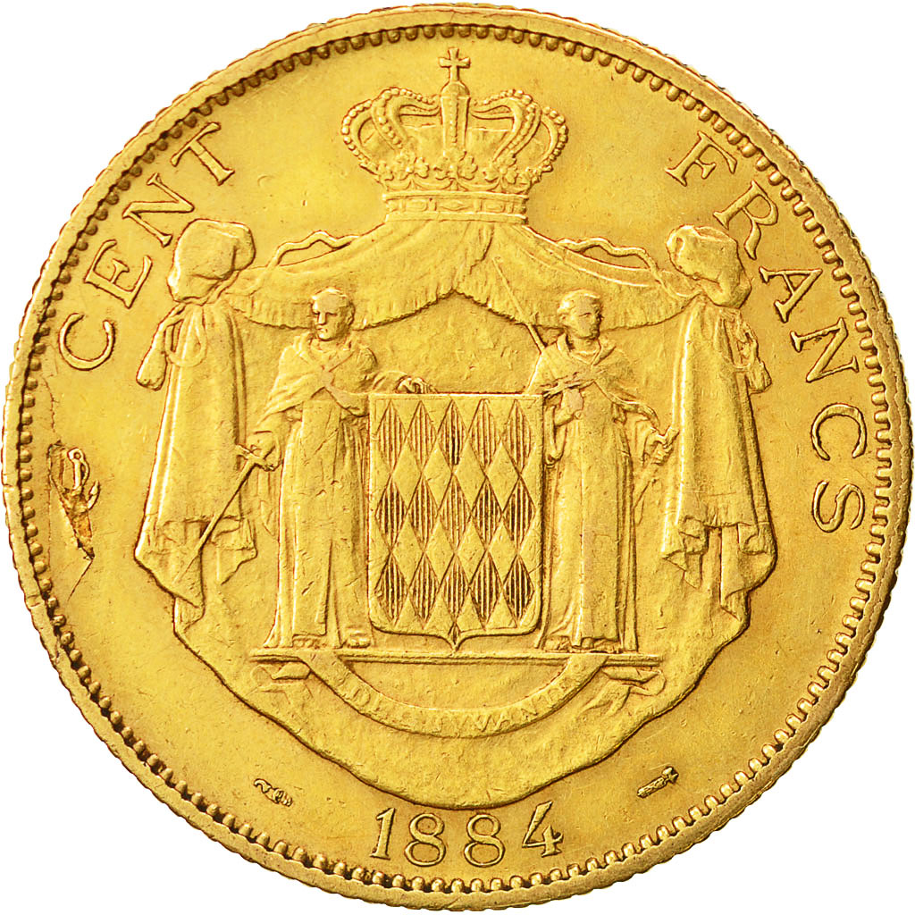 Coin, Monaco, Charles III, 100 Francs, Cent, 1884, Paris, EF(40-45), Gold, KM:99