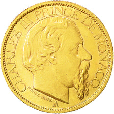Coin, Monaco, Charles III, 100 Francs, Cent, 1886, Paris, MS(60-62), Gold, KM:99