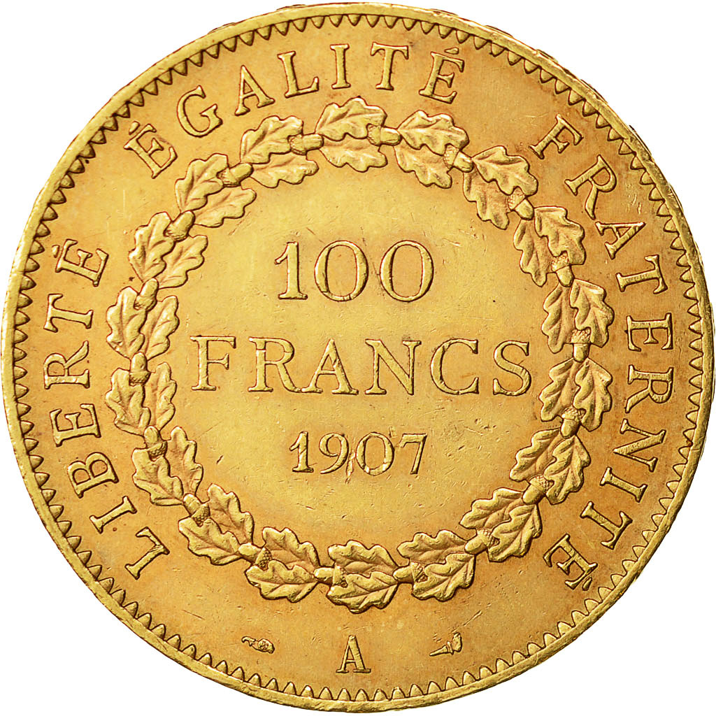 Munten, Frankrijk, Génie, 100 Francs, 1907, Paris, PR, Goud, KM:858