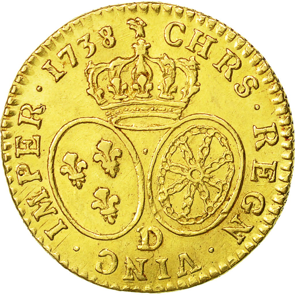 Coin, France, Louis XV, Louis d'or aux lunettes, Louis d'Or, 1738, Lyons