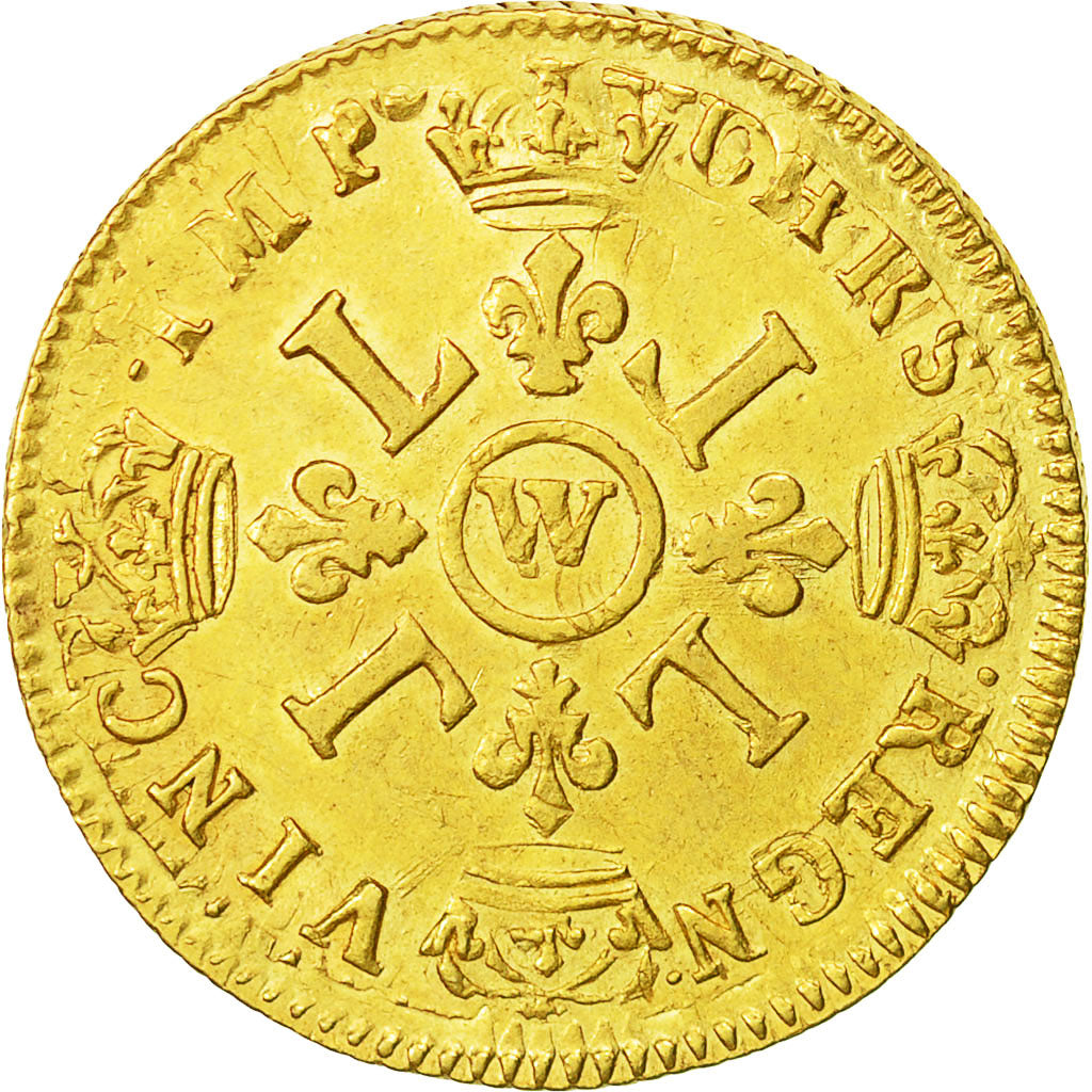 Munten, Frankrijk, Louis XIV, Louis d'or aux 4 L, Louis d'Or, Lille, ZF, Goud