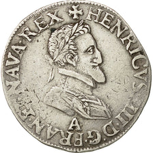 Moneda, Francia, Henri IV, Demi Franc, 1602, Paris, BC+, Plata, Sombart:4792