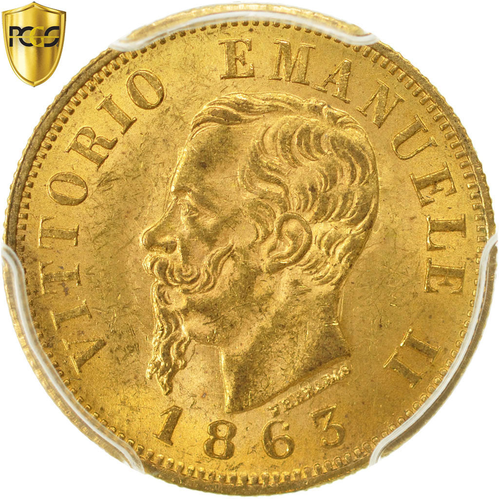 Coin, Italy, Vittorio Emanuele II, 10 Lire, 1863, Torino, PCGS, MS63, MS(63)