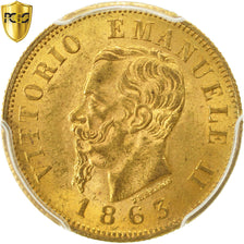 Coin, Italy, Vittorio Emanuele II, 10 Lire, 1863, Torino, PCGS, MS63, MS(63)