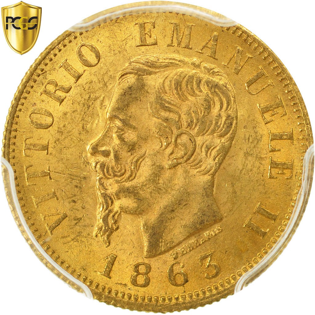 Coin, Italy, Vittorio Emanuele II, 10 Lire, 1863, Torino, PCGS, MS63, MS(63)