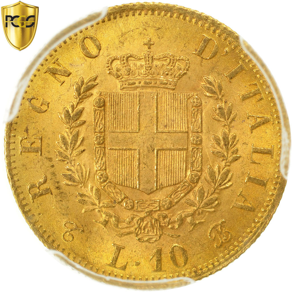 Coin, Italy, Vittorio Emanuele II, 10 Lire, 1863, Torino, PCGS, MS63, MS(63)