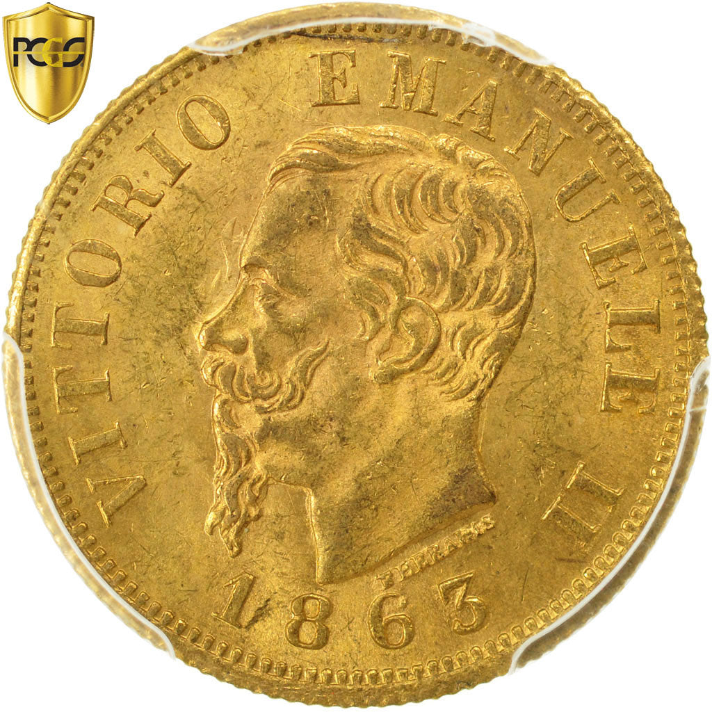 Münze, Italien, Vittorio Emanuele II, 10 Lire, 1863, Torino, PCGS, MS63, UNZ