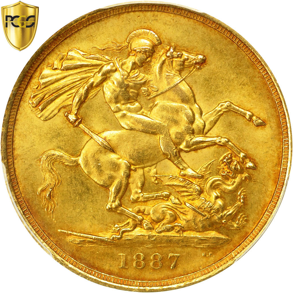 Coin, Great Britain, Victoria, 2 Pounds, 1887, London, PCGS, MS62, MS(60-62)
