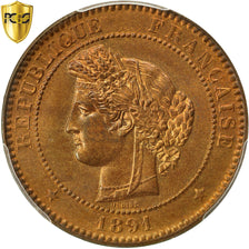 Coin, France, Cérès, 10 Centimes, 1891, Paris, PCGS, MS65RB, MS(65-70)