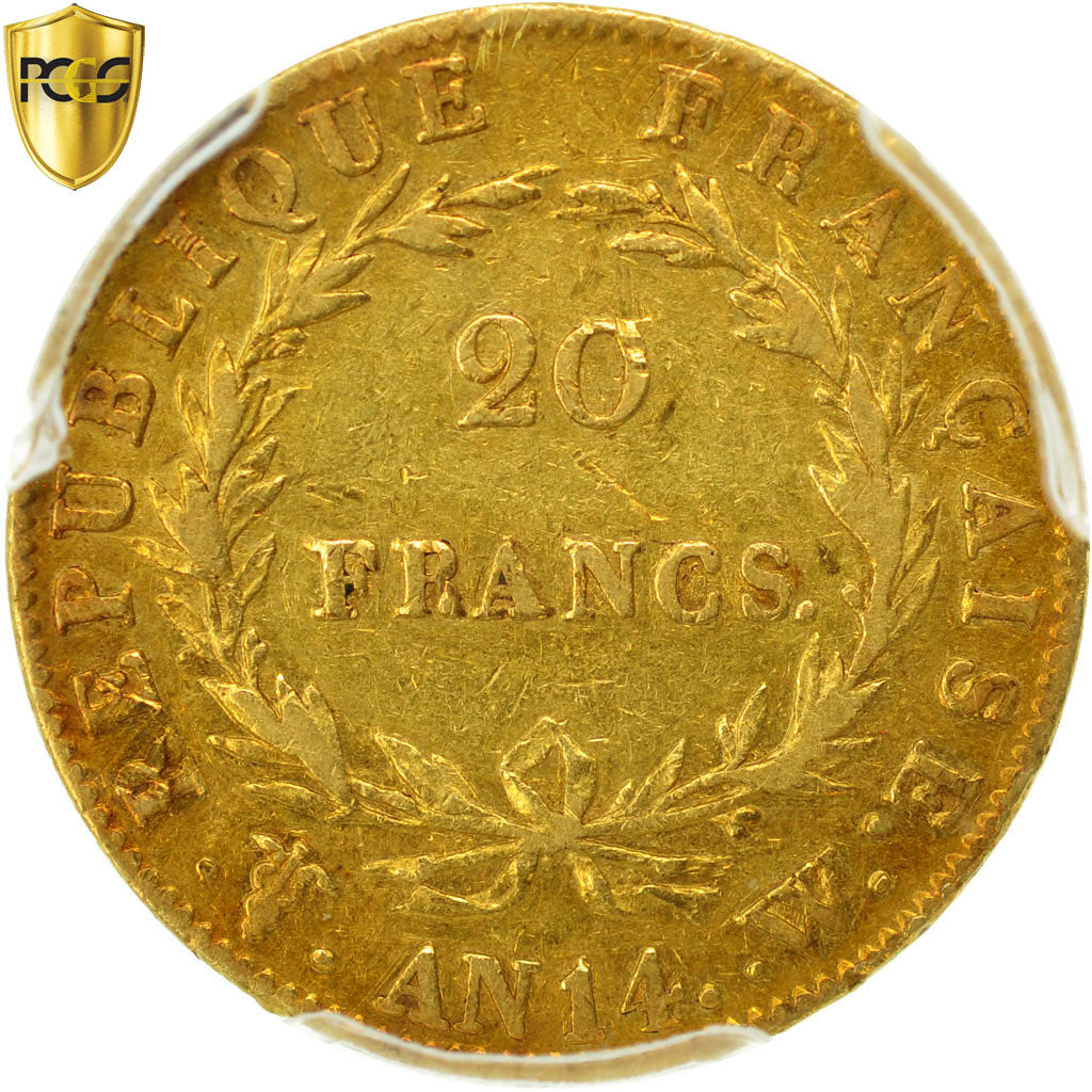 Munten, Frankrijk, Napoléon I, 20 Francs, AN 14, Lille, PCGS, XF40, ZF, Goud