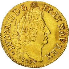 Monnaie, France, Louis XIV, Double louis d'or aux 4 L, 2 Louis D'or, 1694, La