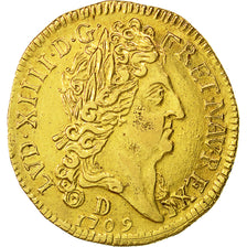 Moneta, Francia, Louis XIV, Louis d'or au soleil, Louis d'Or, 1709, Lyons, SPL-