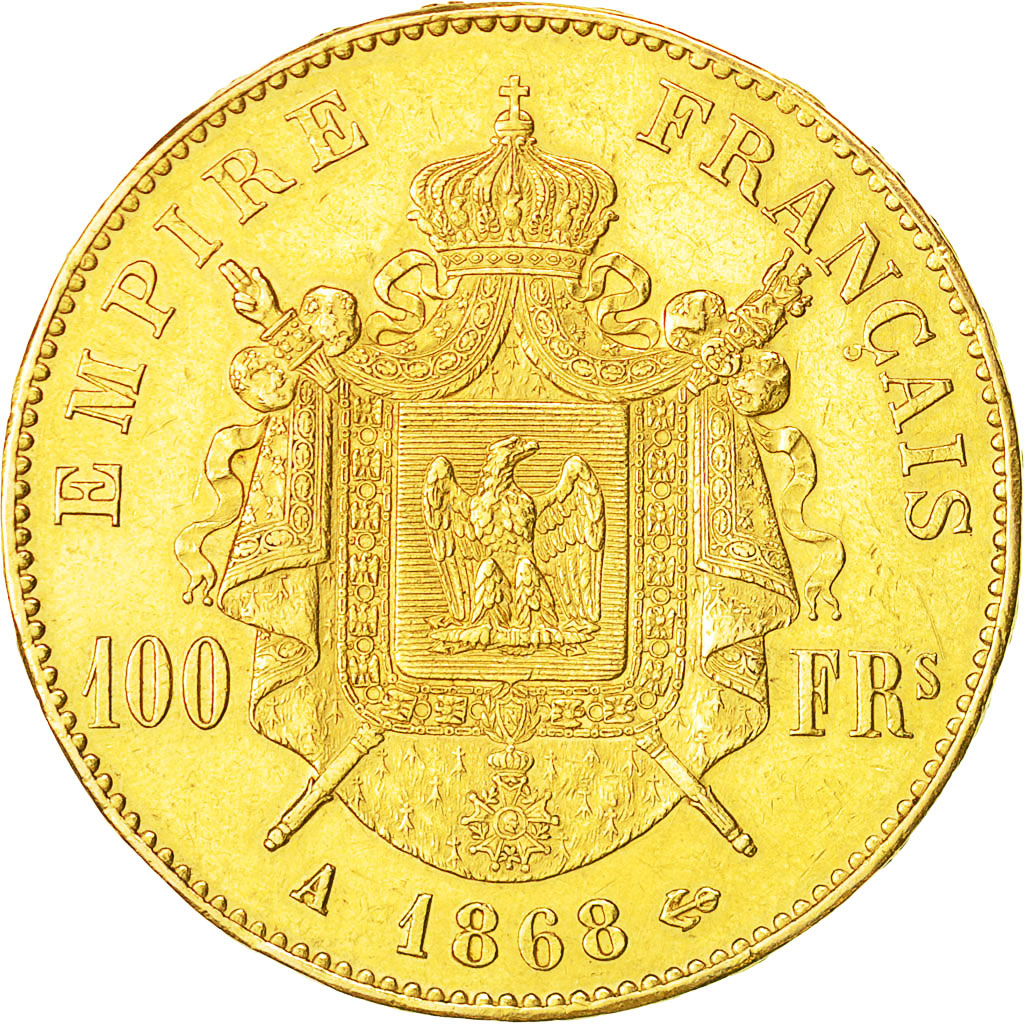 Moneta, Francia, Napoleon III, Napoléon III, 100 Francs, 1868, Paris, BB+, Oro
