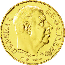 France, Medal, Général De Gaulle, 1980, MS(65-70), Gold