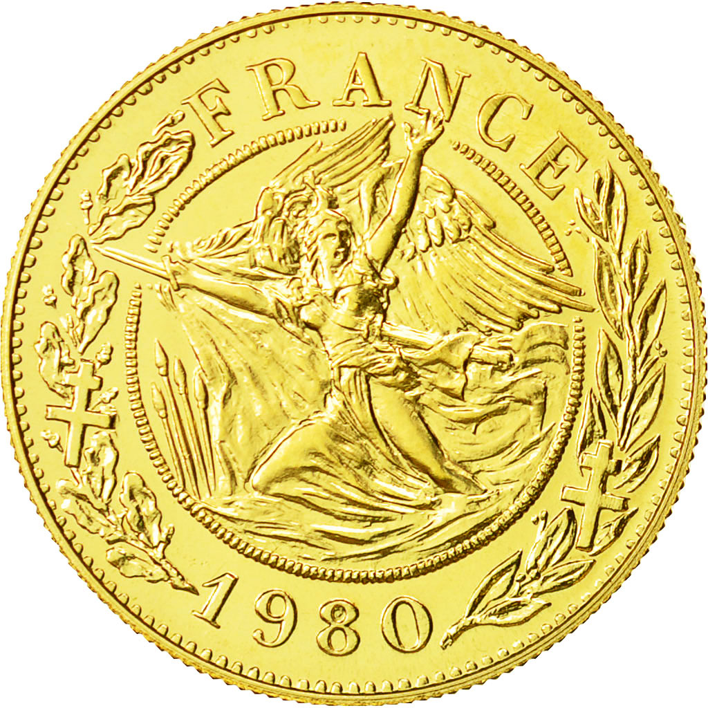 France, Medal, Général De Gaulle, 1980, MS(65-70), Gold