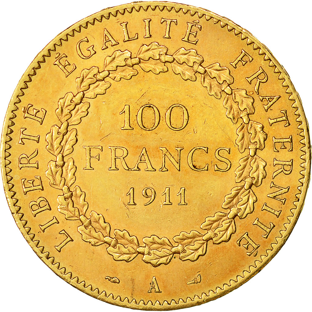 Coin, France, Génie, 100 Francs, 1911, Paris, AU(50-53), Gold, KM:858