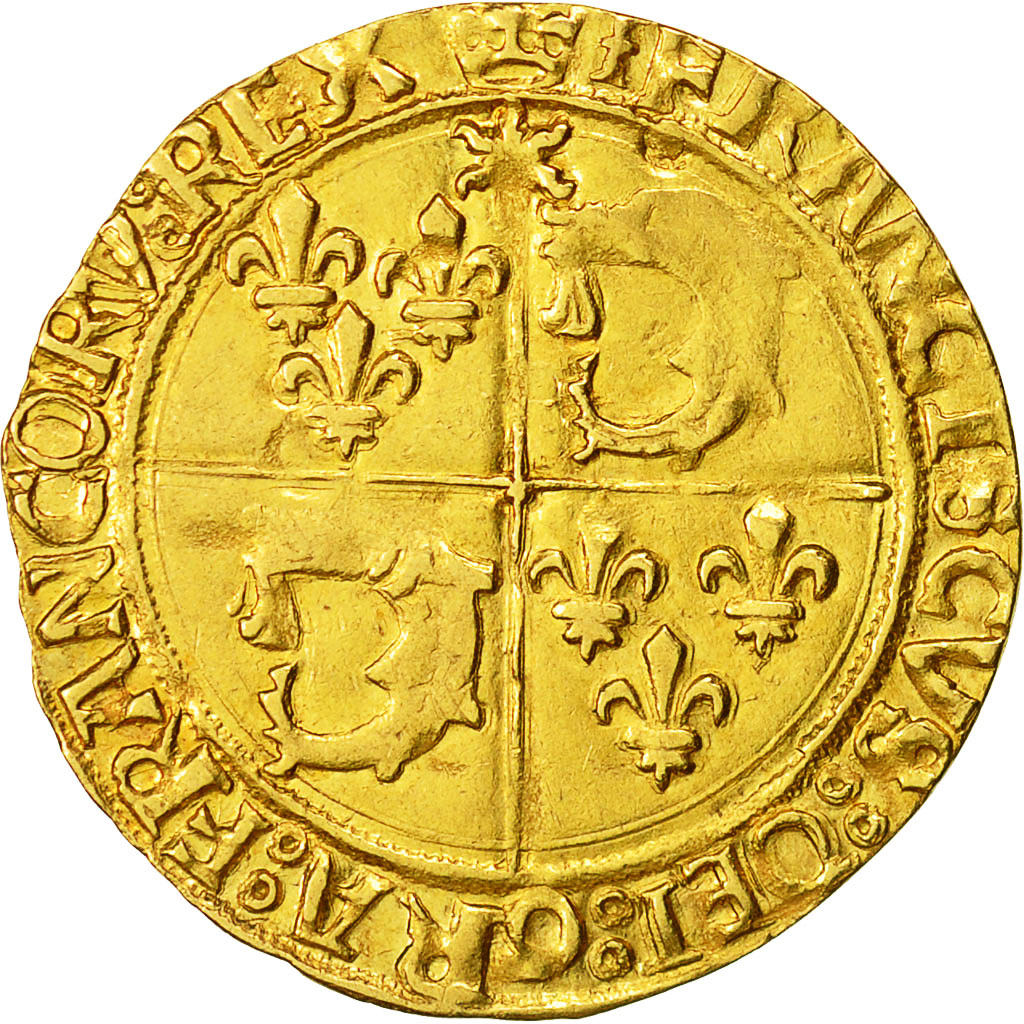 Moneta, Francia, François Ier, Ecu d'or, Cremieu, MB+, Oro, Duplessy:782