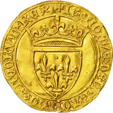 Monnaie, France, Charles VI, Ecu d'or, Rouen, TTB, Or, Duplessy:369B