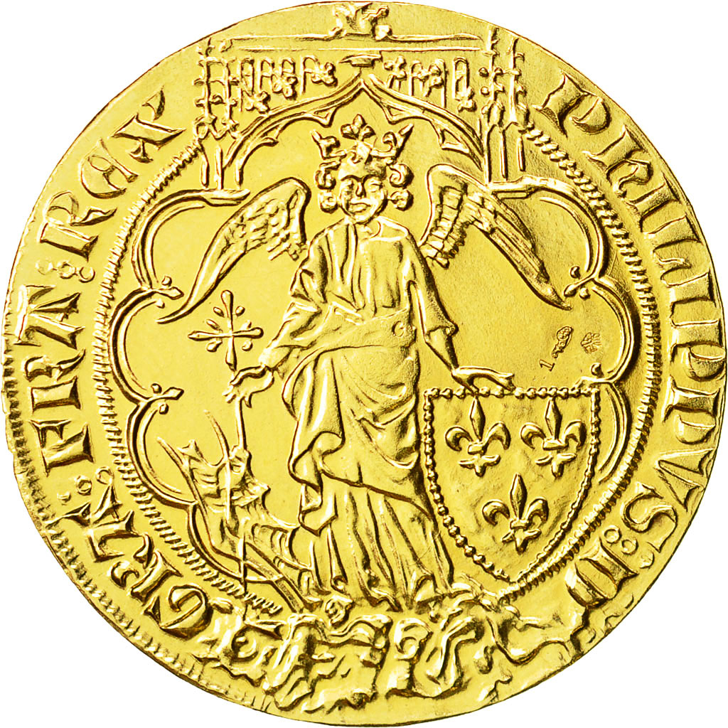 Coin, France, Philippe VI, Refrappe Ange d'Or, Medal, MS(63), Gold