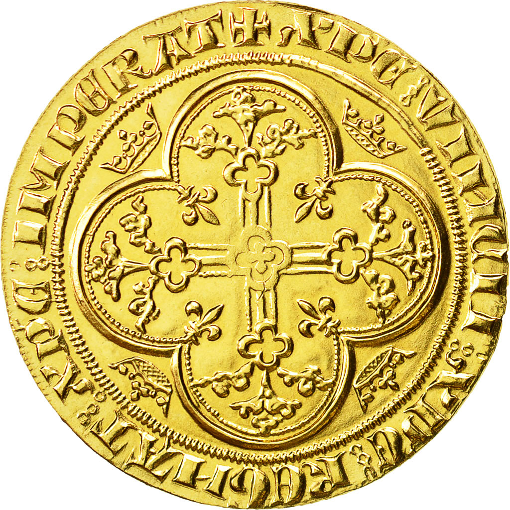 Coin, France, Philippe VI, Refrappe Ange d'Or, Medal, MS(63), Gold