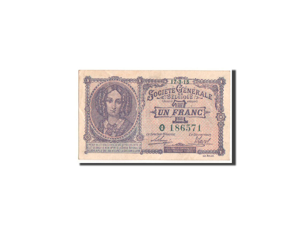 Belgium, Société Générale de Belgique, 1 Franc, 17.3.1915, KM:86a