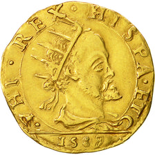 Coin, ITALIAN STATES, MILAN, Filippo II, Doppia, 1589, Milan, EF(40-45), Gold