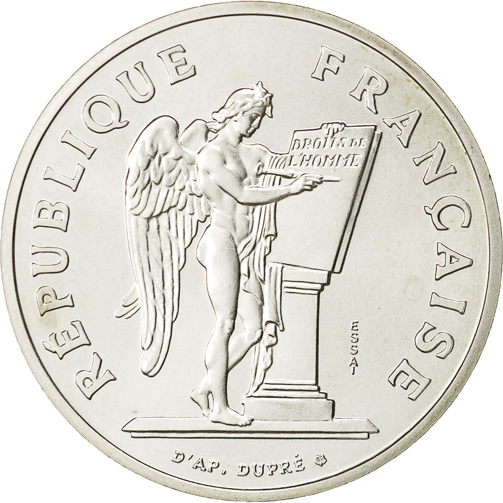 Moneda, Francia, Droits de l'Homme, 100 Francs, 1989, Paris, ESSAI, SC, Plata