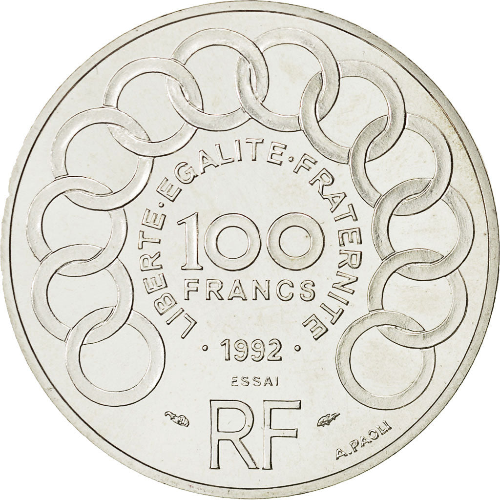 Coin, France, Jean Monnet, 100 Francs, 1992, Paris, ESSAI, MS(63), Silver