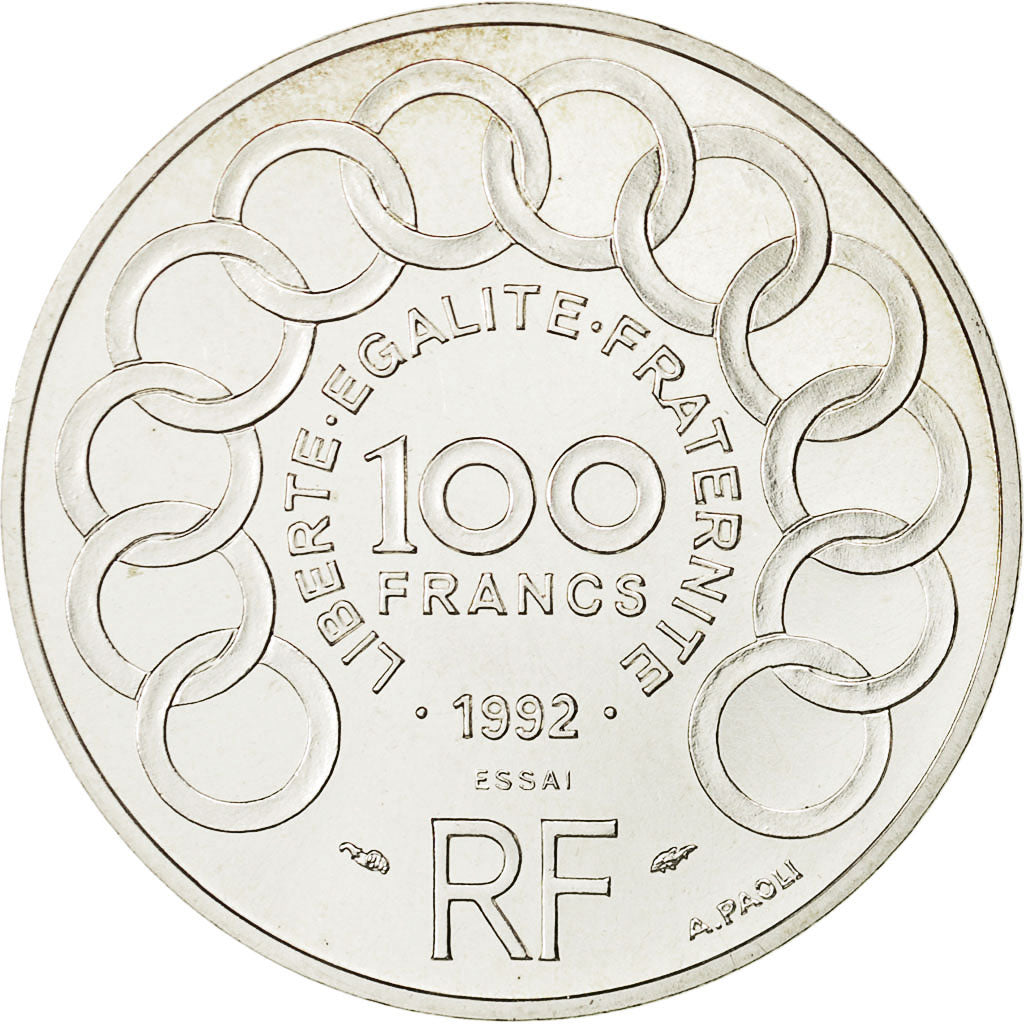 Coin, France, Jean Monnet, 100 Francs, 1992, Paris, ESSAI, MS(63), Silver