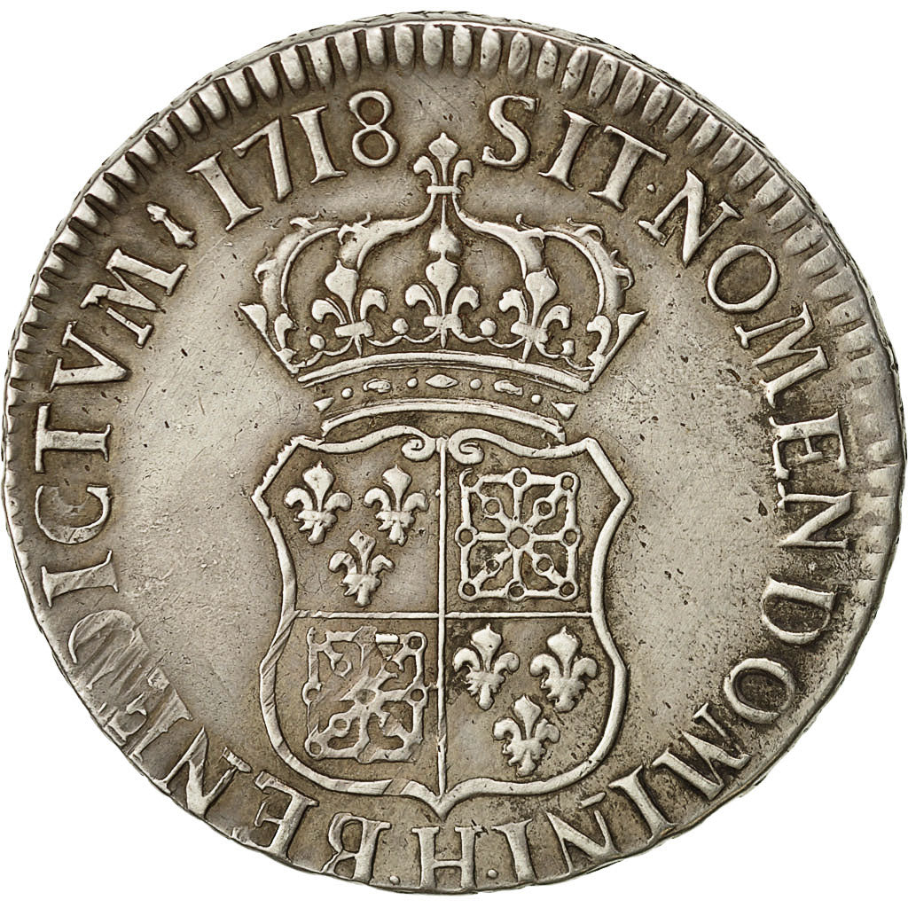 Coin, France, Louis XV, Écu de France-Navarre, Ecu, 1718, La Rochelle