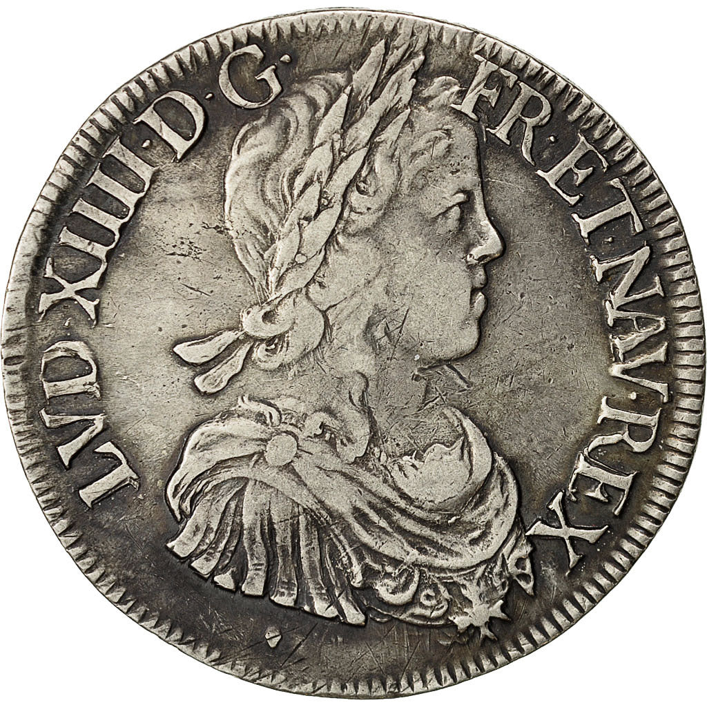 Moneta, Francia, Louis XIV, Écu à la mèche longue, Ecu, 1649, Aix, MB+