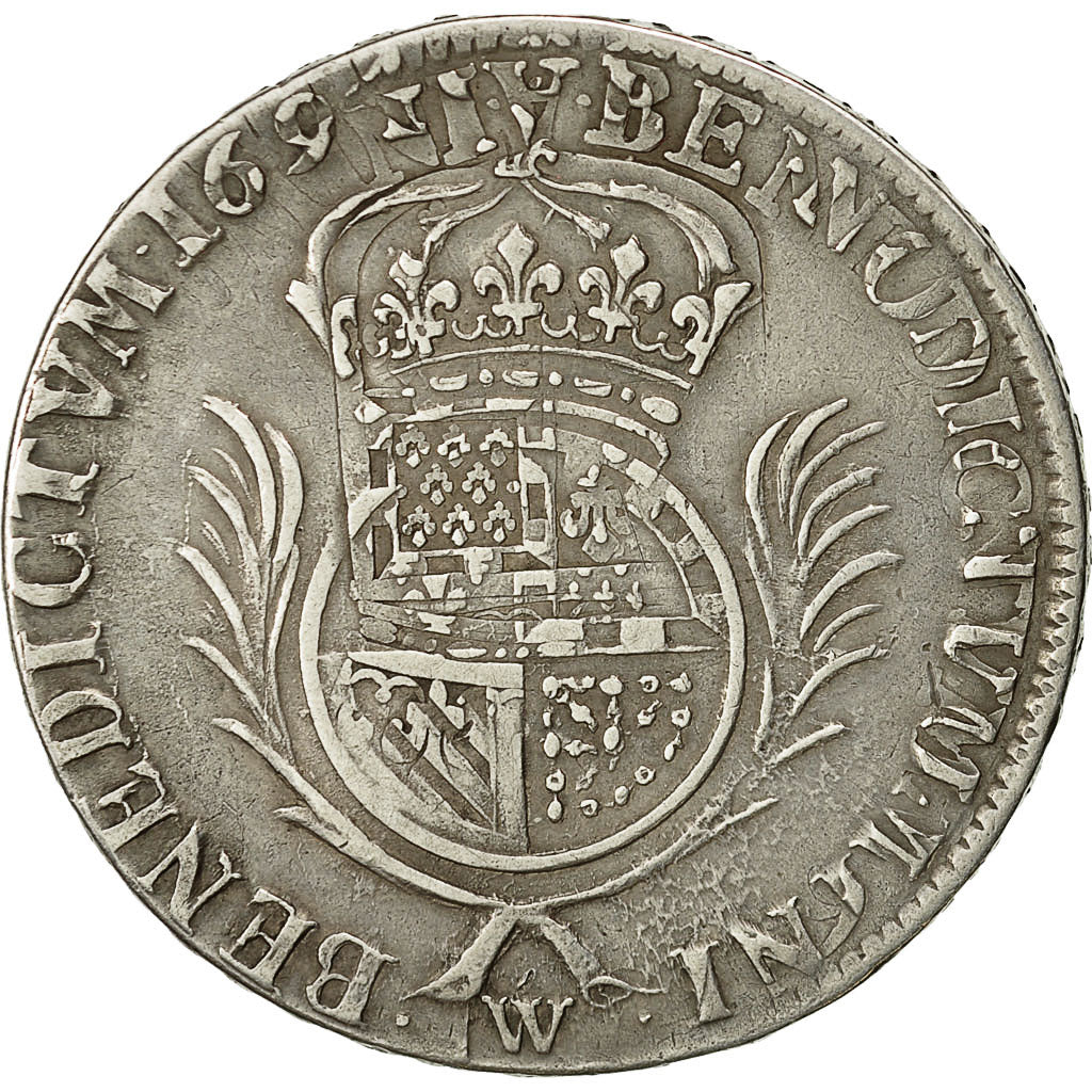 Coin, France, Louis XIV, 1/2 Écu de Flandre aux palmes, 1/2 Ecu, 1694, Lille