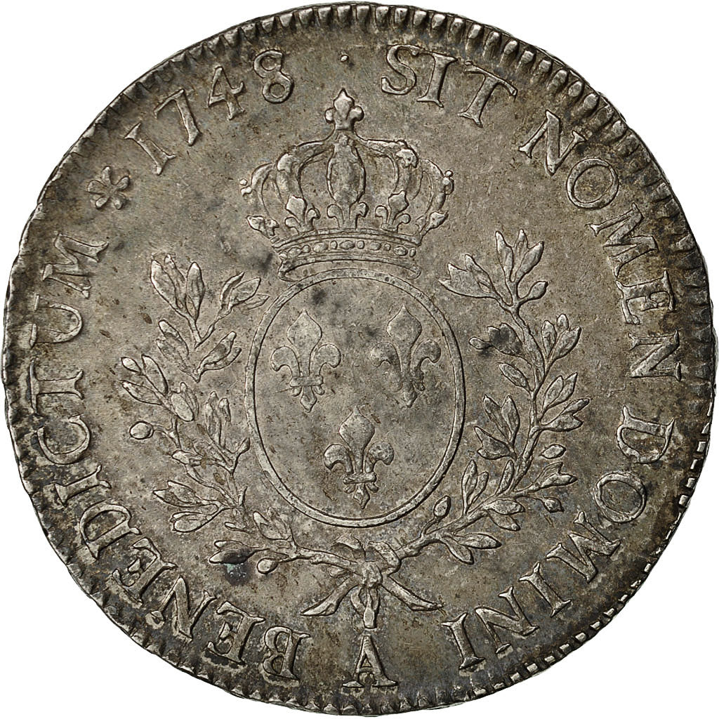 Coin, France, Louis XV, Écu au bandeau, Ecu, 1748, Paris, AU(50-53), Silver