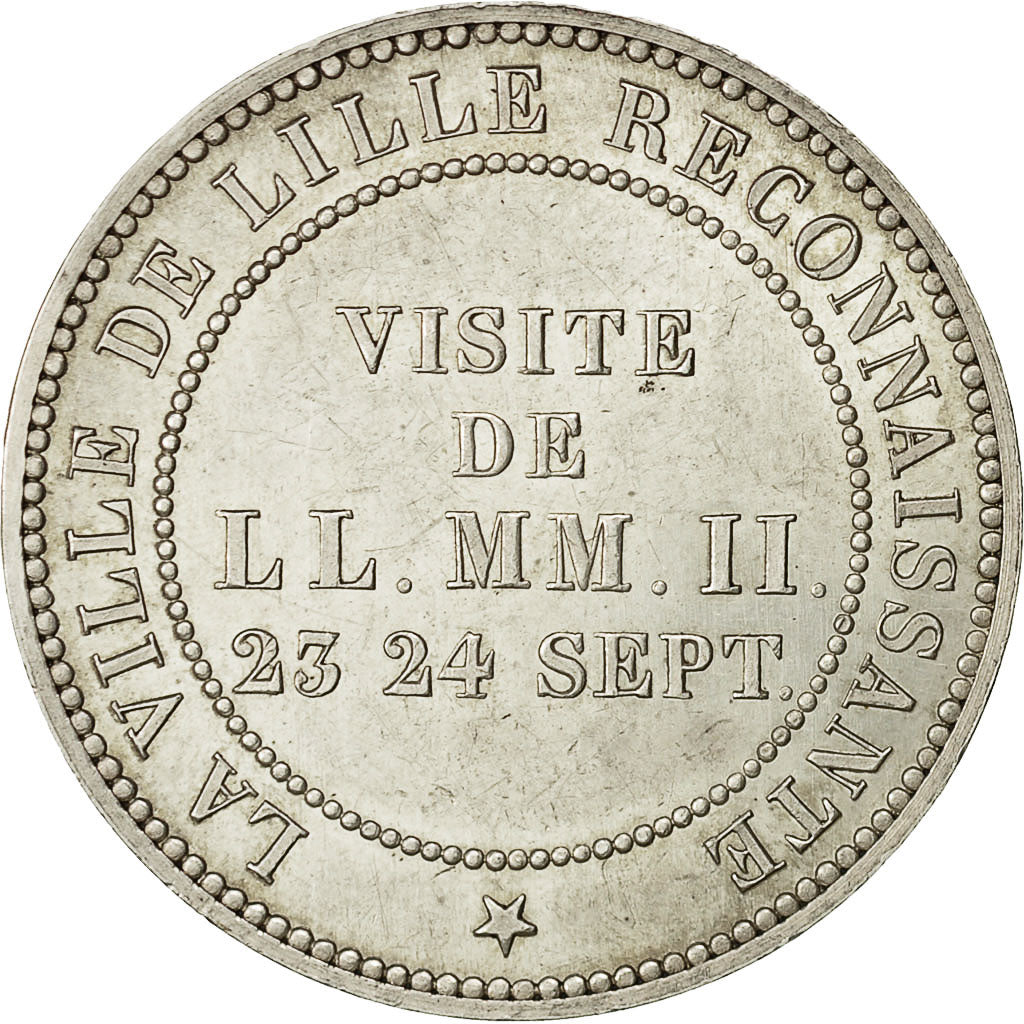 Monnaie, France, Visite de Lille, 10 Centimes, 1853, Lille, SUP, Argent