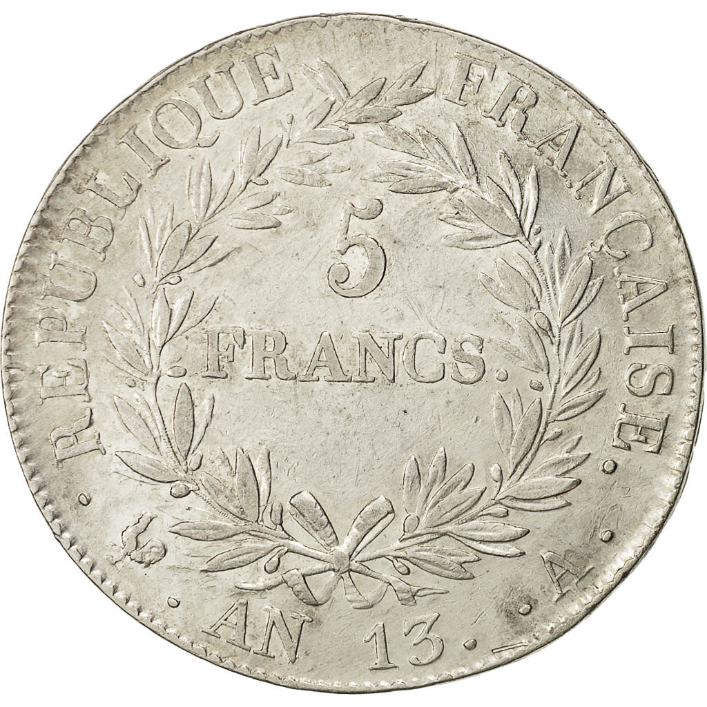 Monnaie, France, Napoléon I, 5 Francs, AN 13, Paris, TTB+, Argent, Gadoury:580