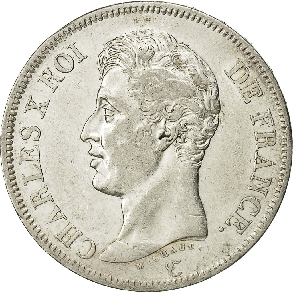 Coin, France, Charles X, 5 Francs, 1825, Marseille, EF(40-45), Silver