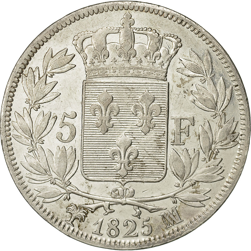 Coin, France, Charles X, 5 Francs, 1825, Marseille, EF(40-45), Silver