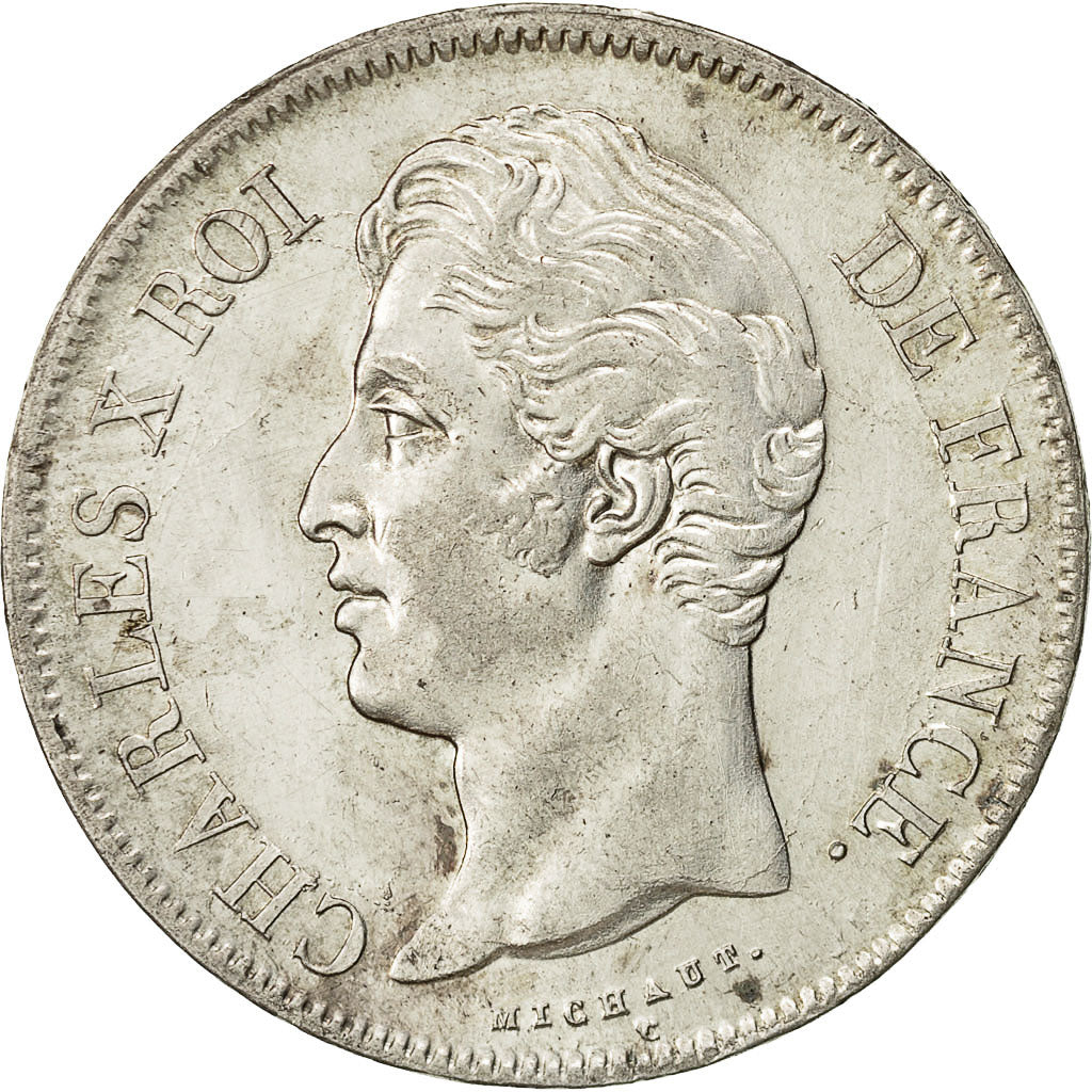 Munten, Frankrijk, Charles X, 5 Francs, 1827, Lille, PR, Zilver, KM:728.13