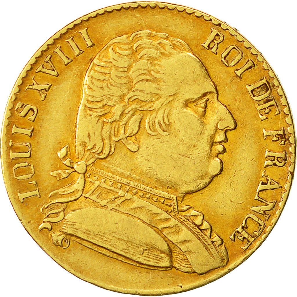 Moneda, Francia, Louis XVIII, 20 Francs, 1815, London, MBC, Oro, KM:1